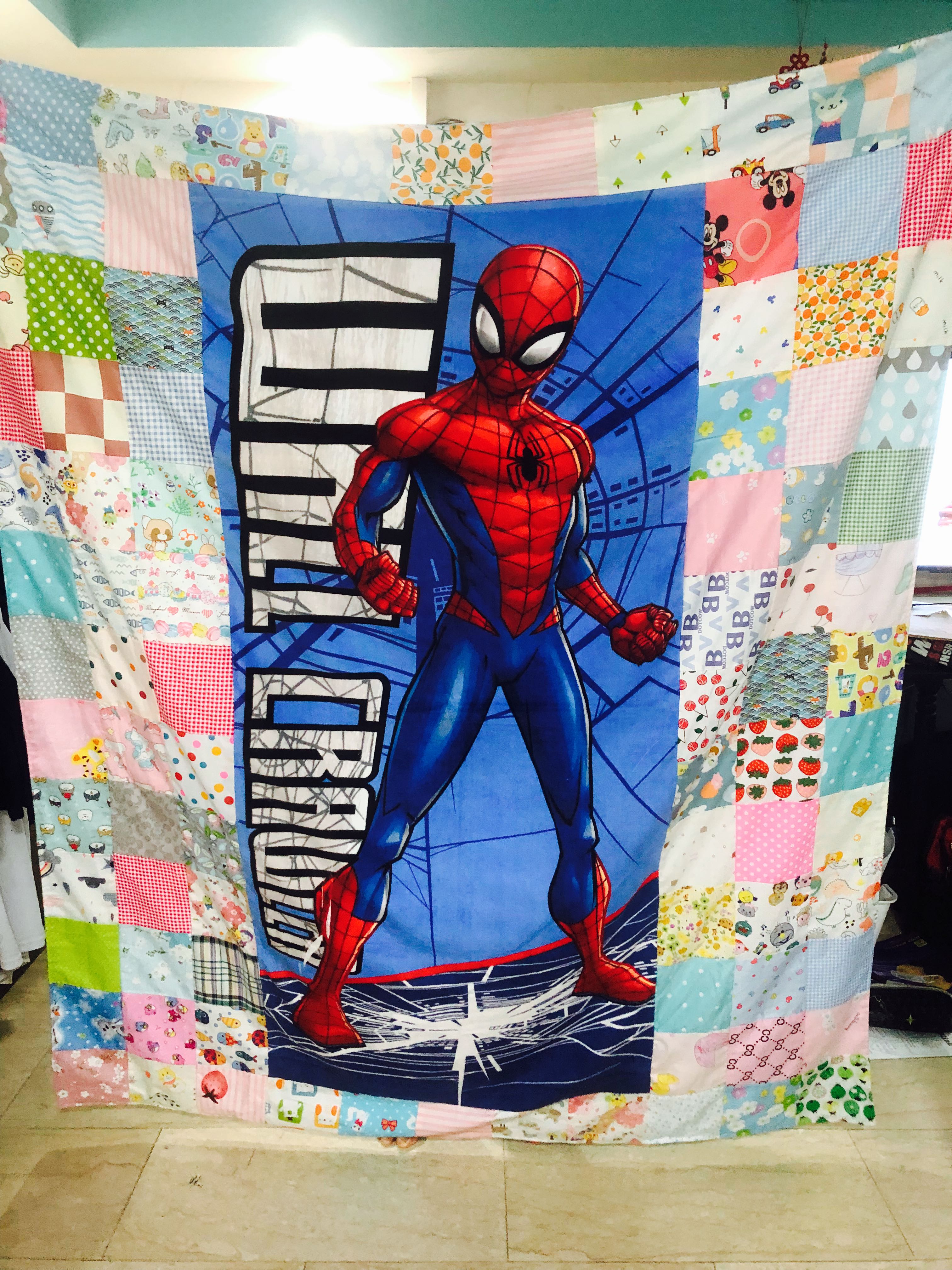 SpiderMan square patchwork blanket, Furniture & Home Living, Bedding