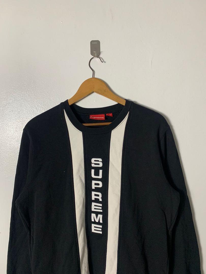 本格派ま！ 新品タグsupremeパネルlogo加工crewneckトレーナーカナダ製