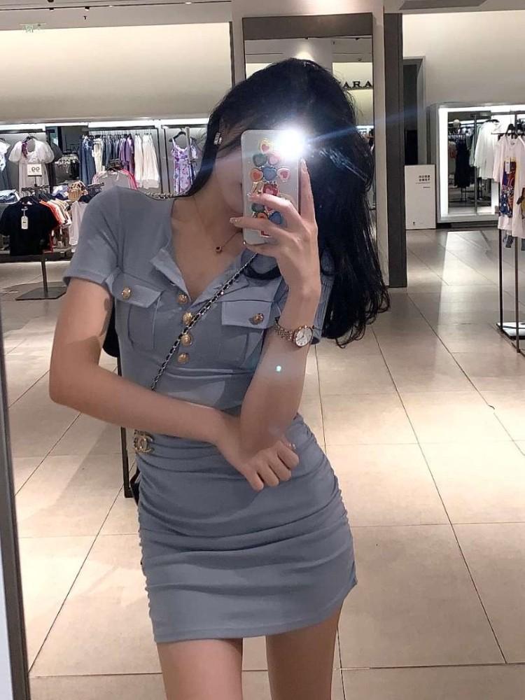 acubi ulzzang korean light blue bodycon dress Women s Fashion Dresses Sets Dresses on Carousell