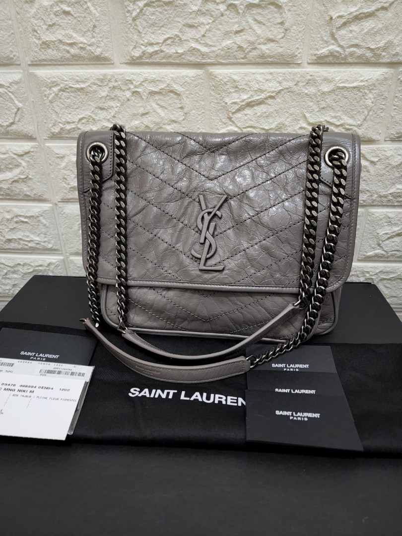 Vgc YSL niki Medium grey 2021 Barang Mewah Tas Dompet di Carousell