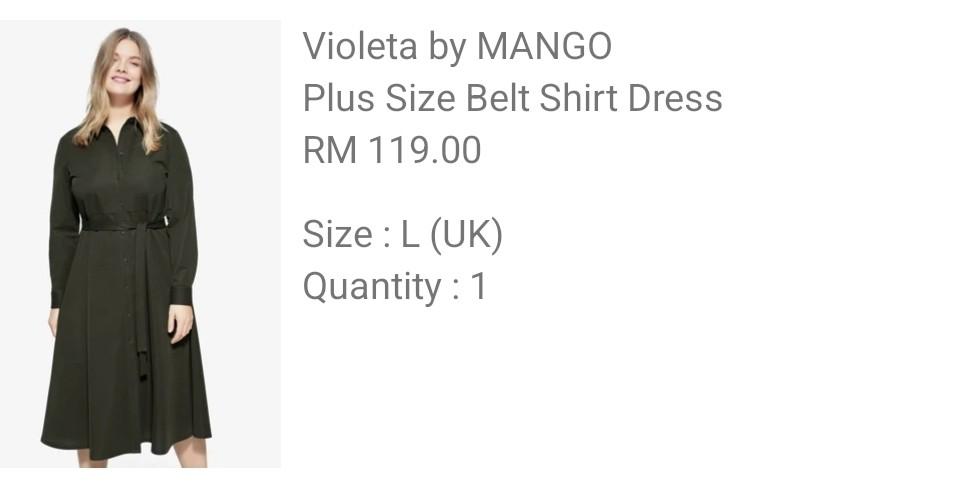 Violeta by Mango Plus Size Belt Shirt Dress Women s Fashion