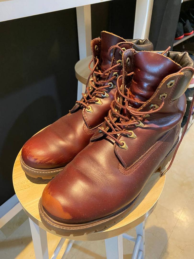 Well Loved Timberlands Boots Maroon Leather Size 9