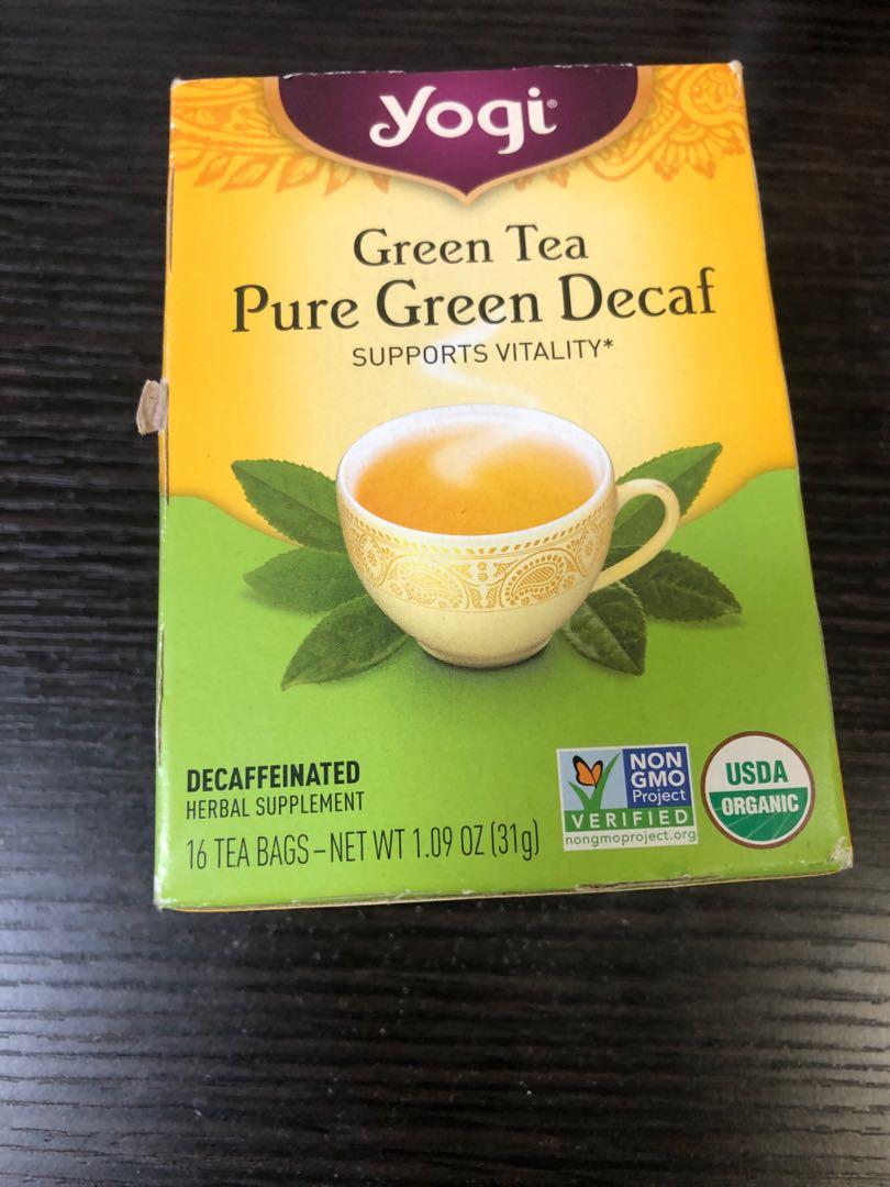 Yogi Green Tea Pure Green Decaf (16 tea bags), 嘢食 嘢飲, 其他食物及飲料- Carousell