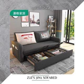 Z2Z's 3in1 SOFA BED & FOLDING BED WITH DRAWER Space Simple folding bed, sofa bed, double sofa, sitting and sleeping multifunctional small apartment cloth folding bed Saving Metal Frame Foldable Sofa Bed With Modern Storage