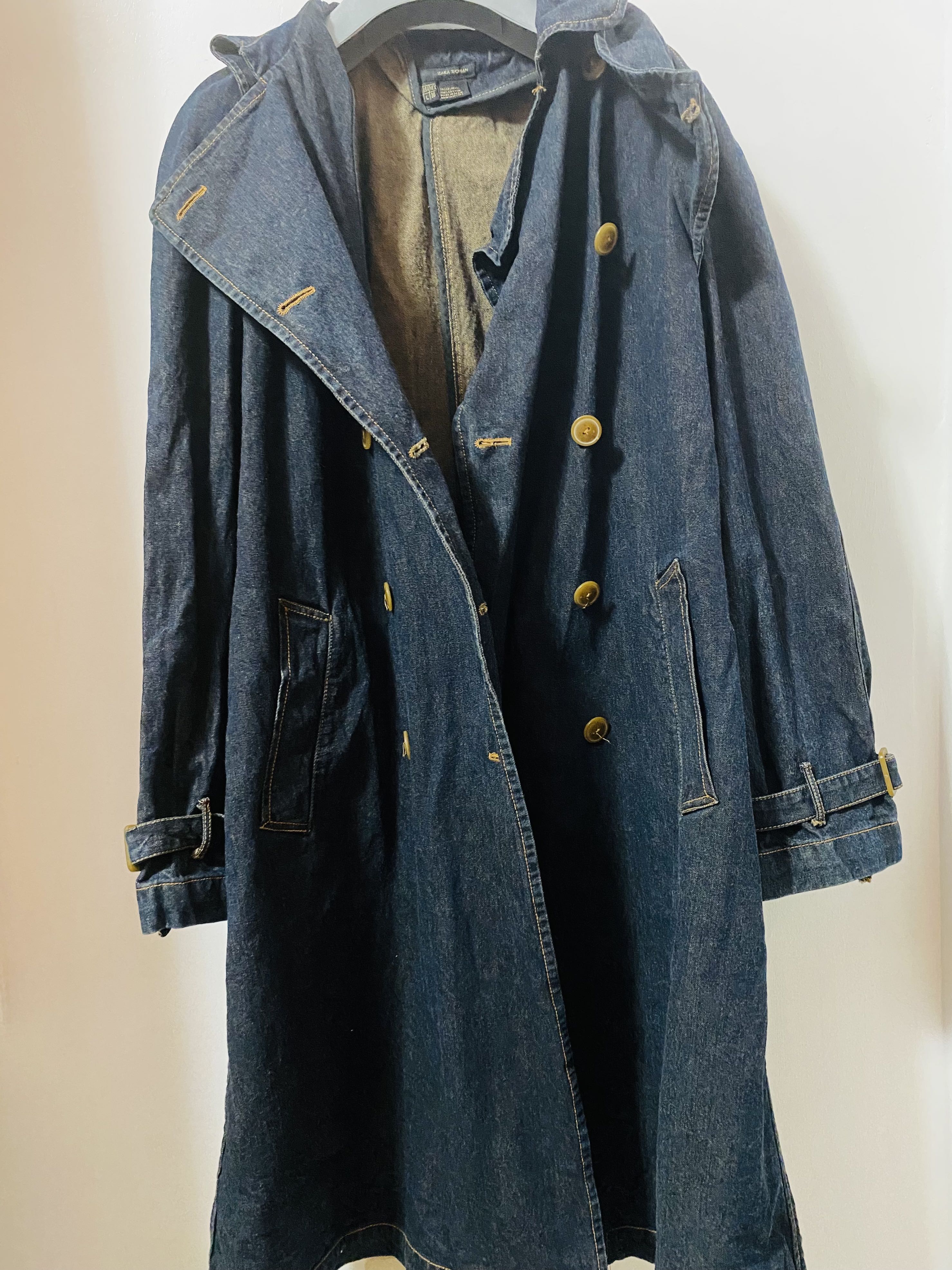 Zara Denim Trench Coat, Women's Fashion, Coats, Jackets and Outerwear
