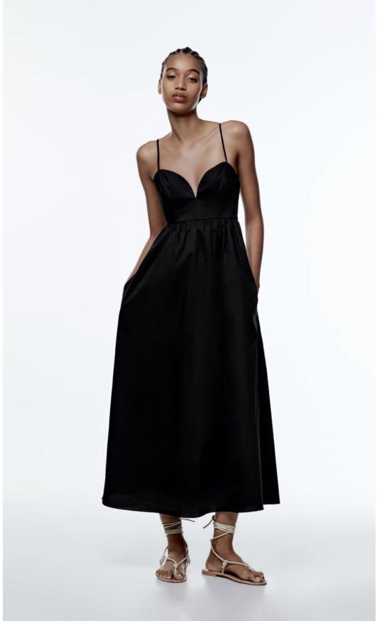 zara pink poplin midi dress