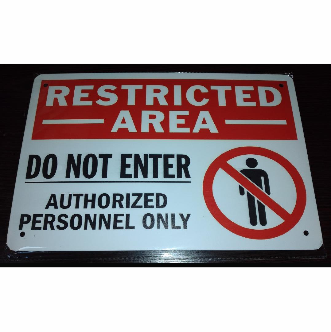 [現貨]限制區域 請勿進入 僅限授權人員 指示牌 Retricted Area Do Not Enter Authorized ...