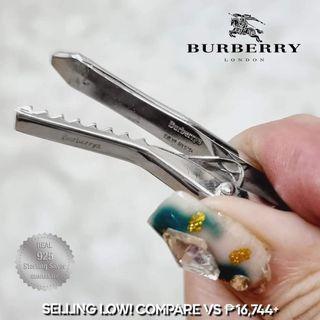 💯% Authentic BURBERRY®️ Vintage "925 Sterling Silver" Tie Bar Spring Clip  🌟 Signed/Marked 🌟