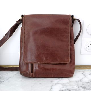 法國復古深啡色長形皮袋 French Vintage Dark Brown Leather Bag64235361301763110