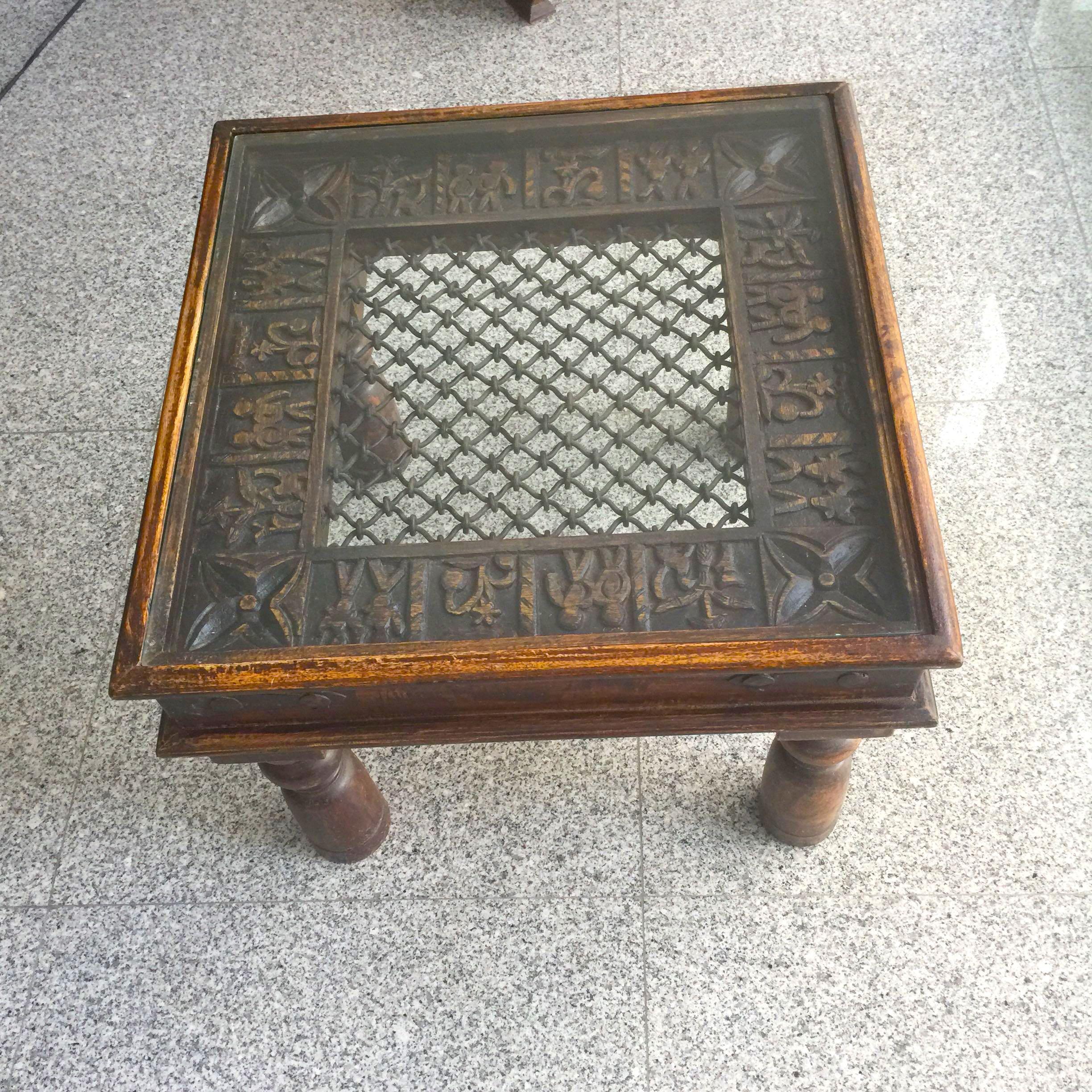 Indian Rosewood side table with Glass Top , Furniture & Home Living