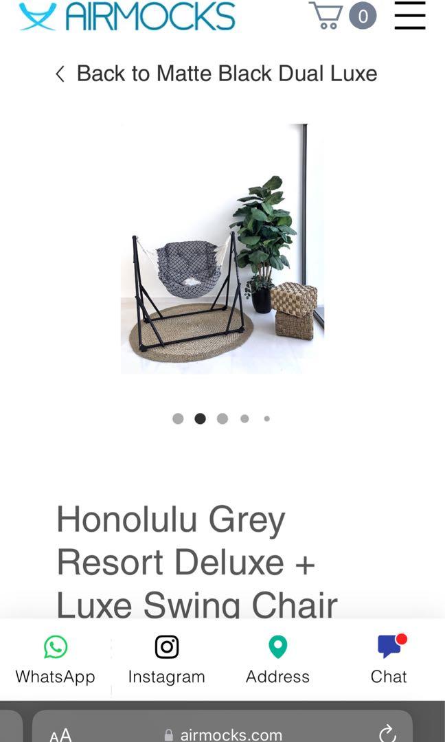 Airmock Honolulu Grey Resort Deluxe Luxe Swing Chair Furniture
