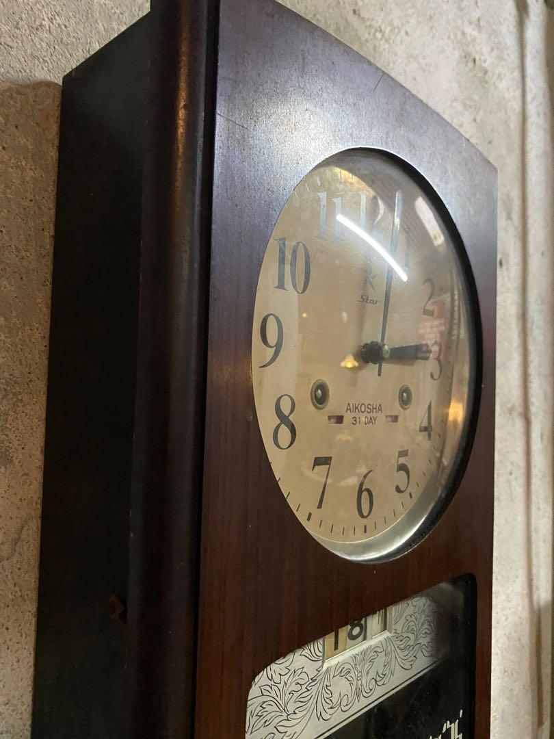 Antique Japan Aikosha 31 Day Star Brand Calendar Wall Clock Perfect