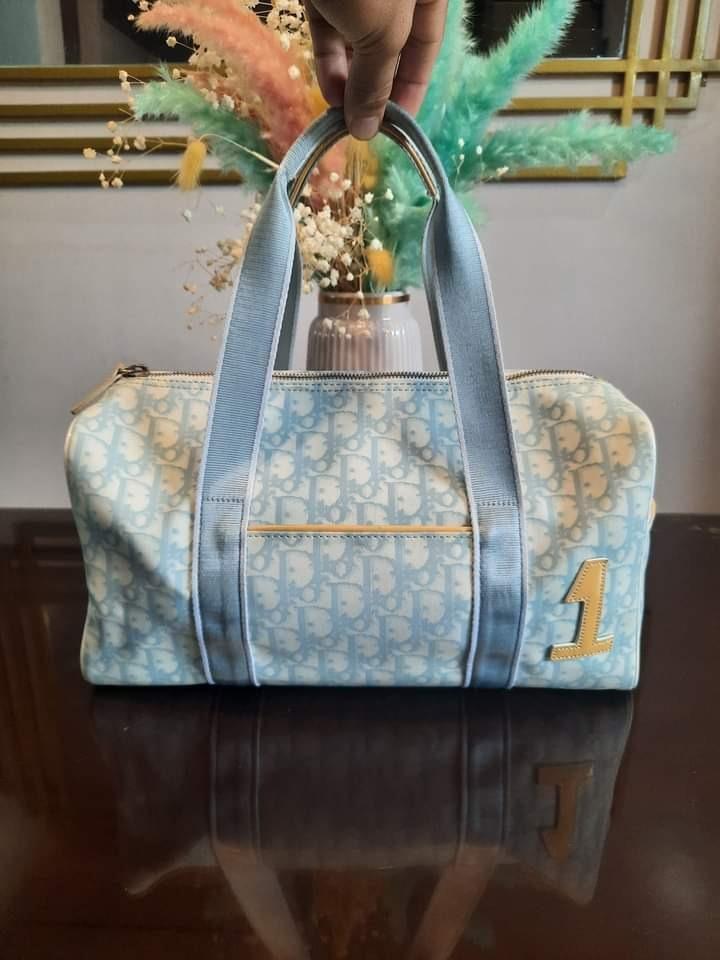 Authentic Christian Dior Blue Trotter Mini Duffle Bag