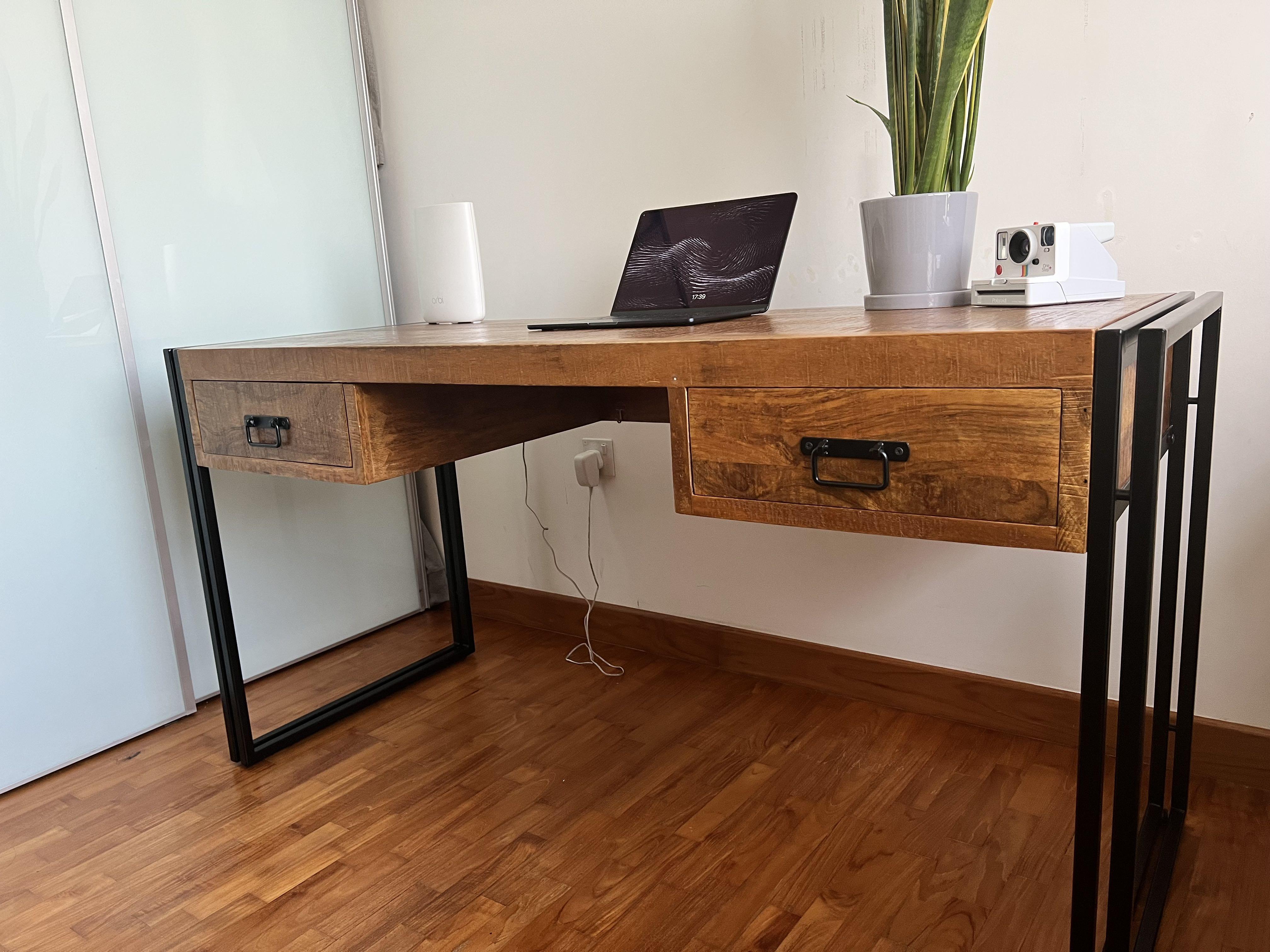 MUST GO! Awesome Real Wood industrial desk, Furniture & Home Living