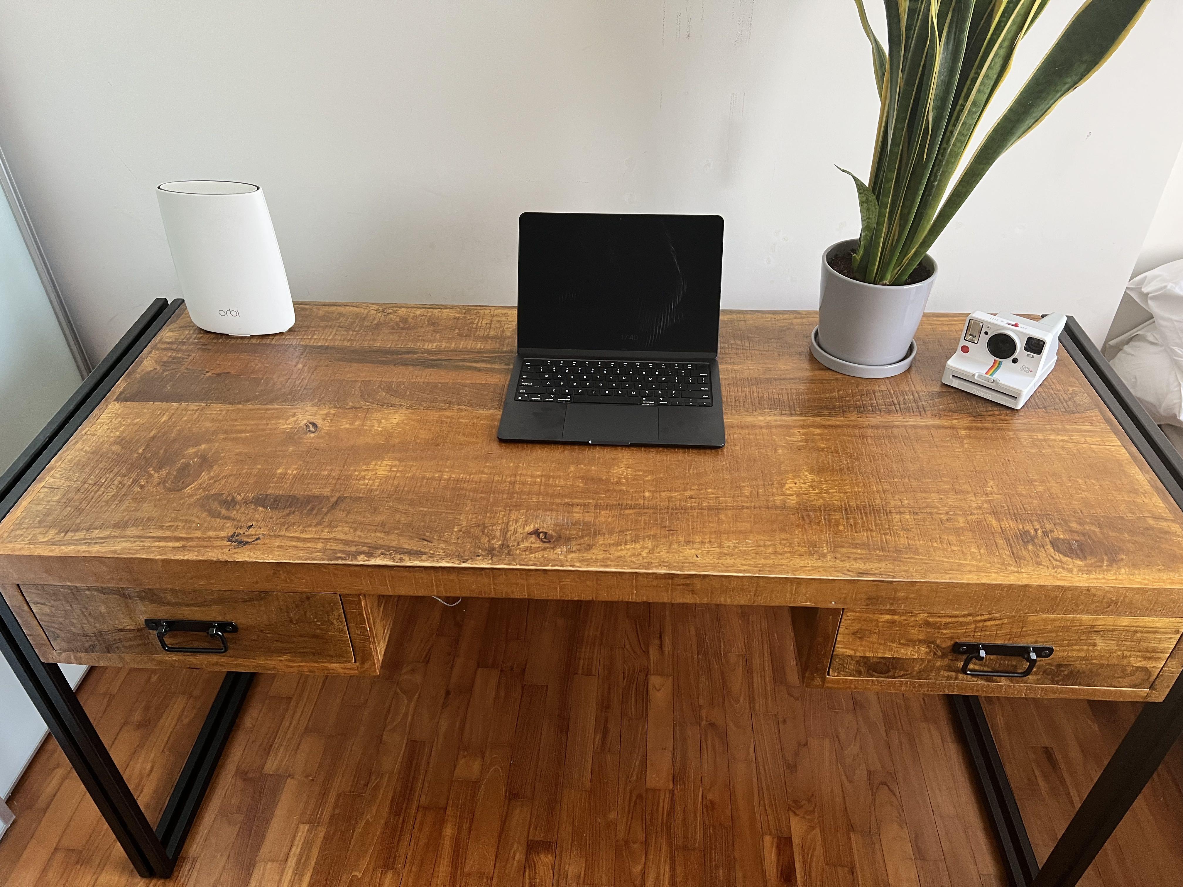 MUST GO! Awesome Real Wood industrial desk, Furniture & Home Living