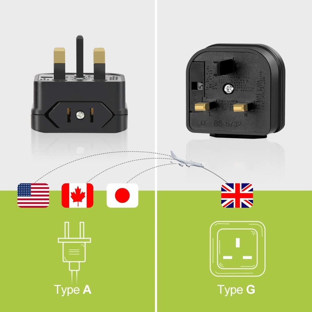 [B804] US to UK Plug Adapter,AIEVE 2 Pin USA to 3 Pin UK Plug Adaptor
