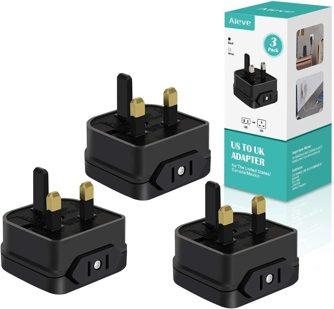 [B804] US to UK Plug Adapter,AIEVE 2 Pin USA to 3 Pin UK Plug Adaptor