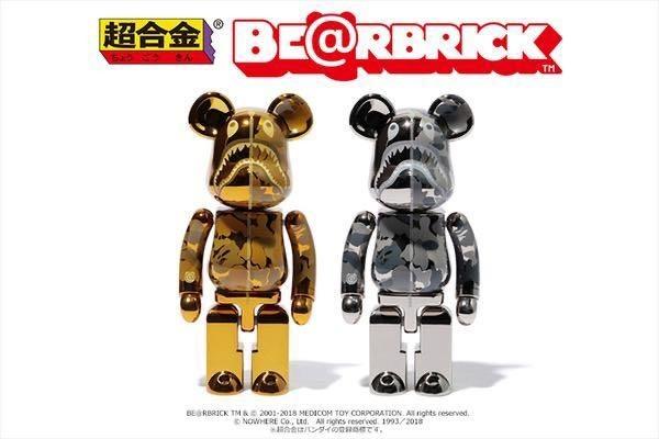 Be@rbrick Bape Shark 1st Camo Gold & Silver Version 200% 超合金