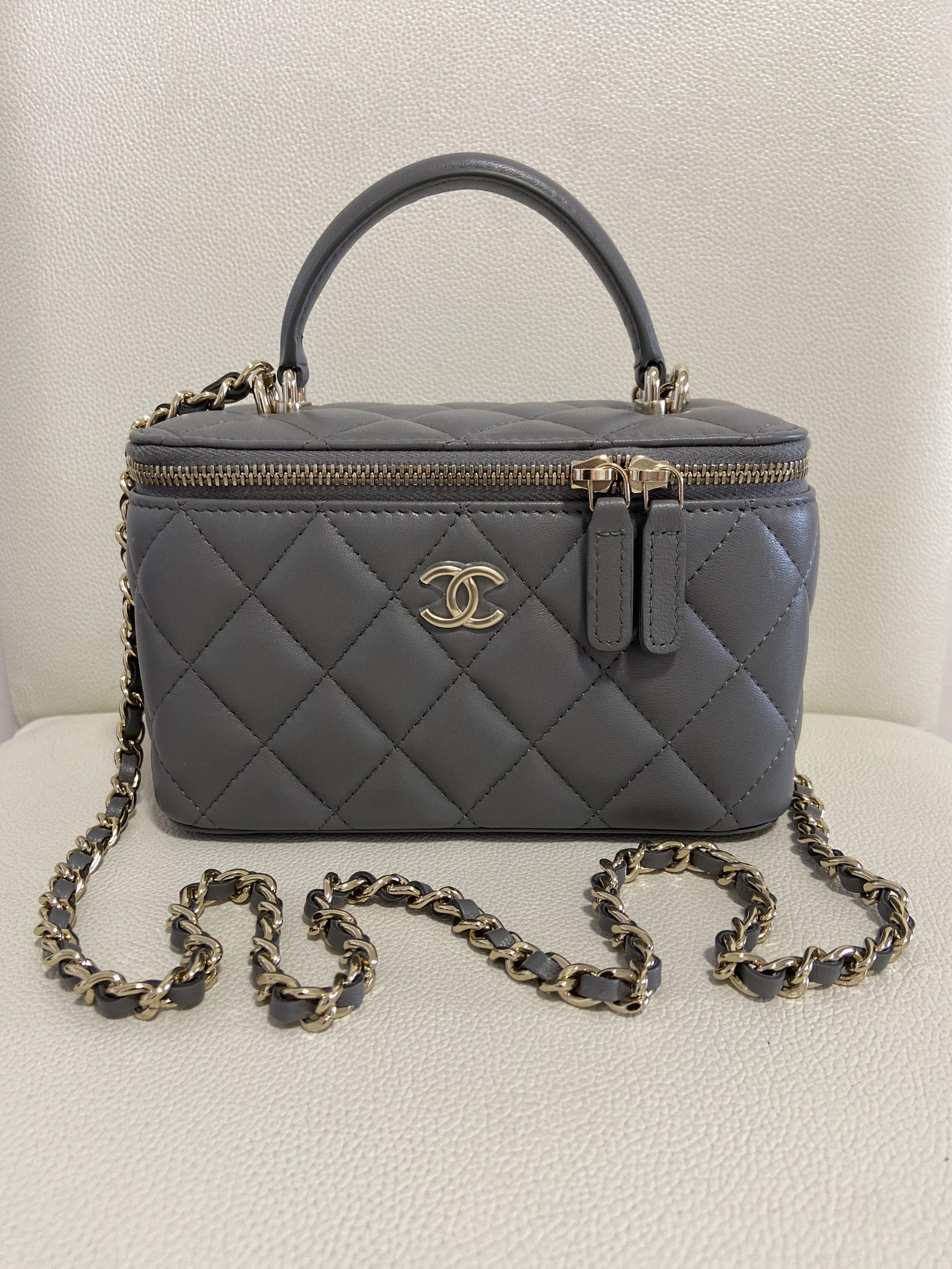 Chanel Vanity Rectangle with Top Handle, 21A Dark Pink Lambskin