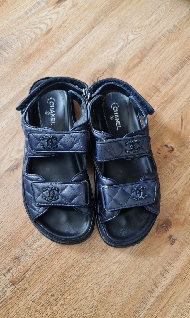 Chanel dad sandals 2017 size 37. 5, Luxury, Bags & Wallets on Carousell