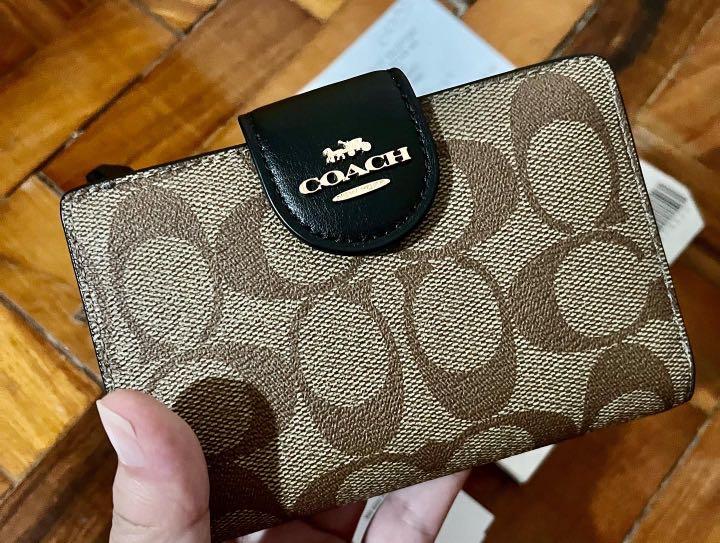 NWT COACH Small Trifold Wallet In Blocked Signature Canvas CE930 $178