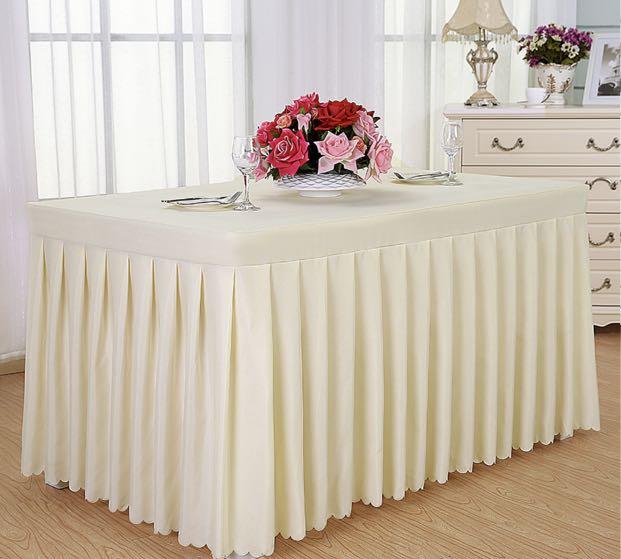 Cream Table Cloth & Skirting (1x available), Furniture & Home Living