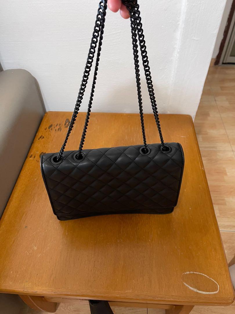 Black double chain bag sales