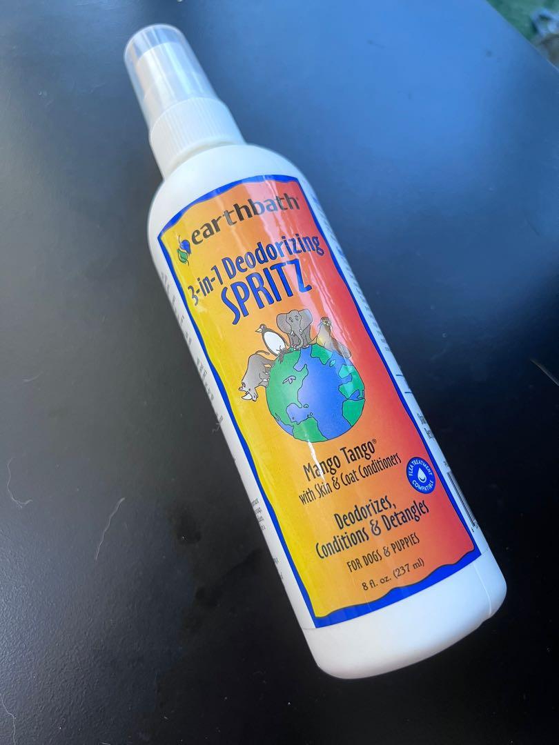 Dog shampoo spray Earthbath spray 3 1 deodorizing spritz mango tango Flea treatment compatible deodorizes and detangles Pet Supplies Health Grooming on Carousell