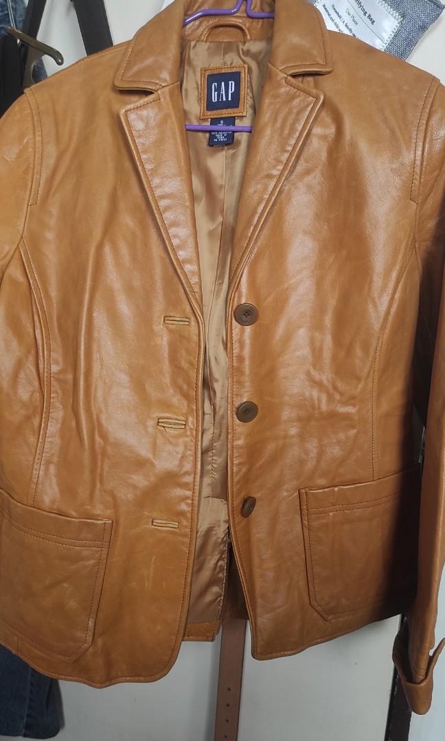 Gap brown online leather jacket