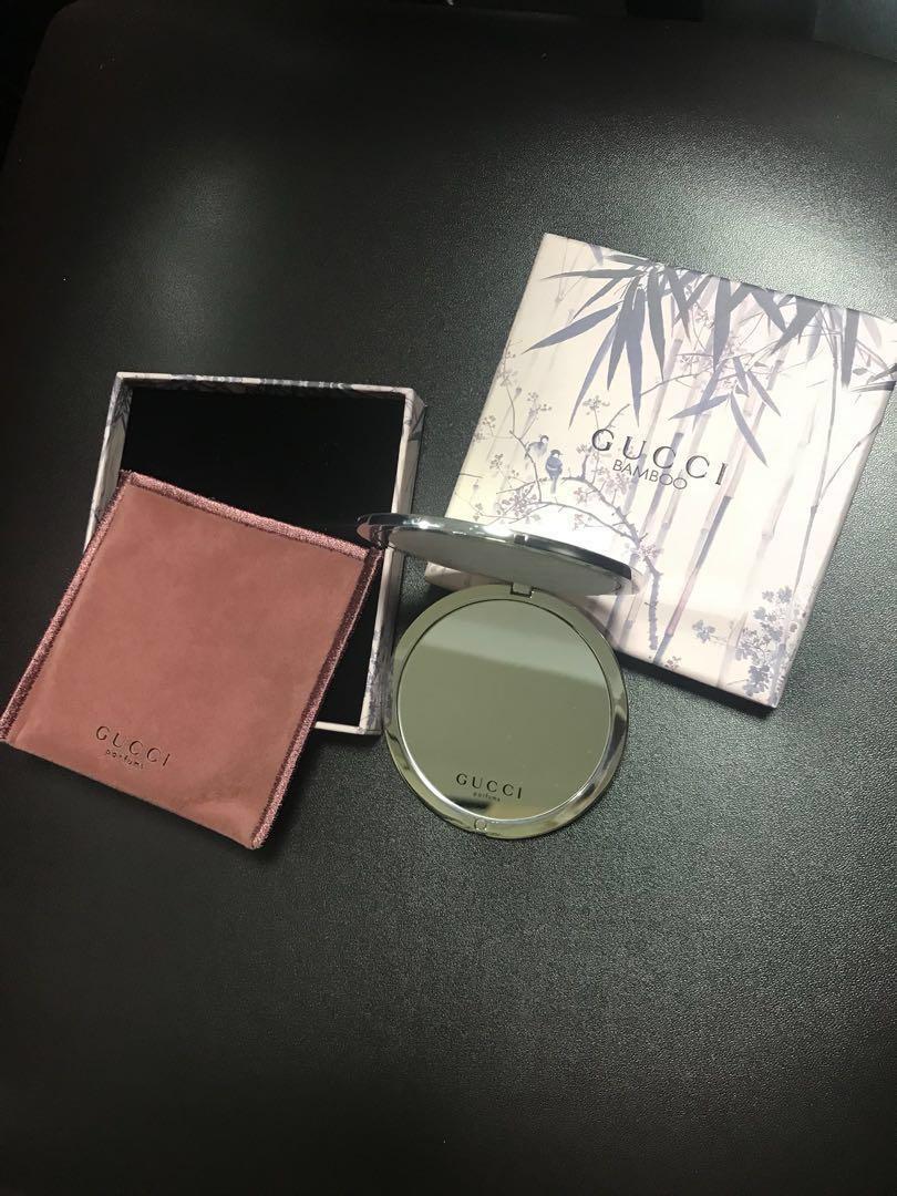 Gucci, Accessories, Gucci Bamboo Silver Tone Double Sided Compact Mirror