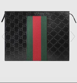 Gucci GG Signature Clutch Portfolio Bag Men 