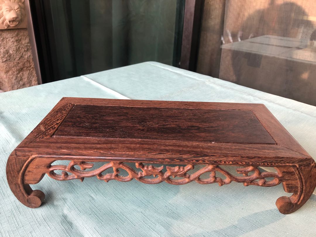 Hand carved Wood Table Top/Shelf Display Stand, Furniture & Home Living