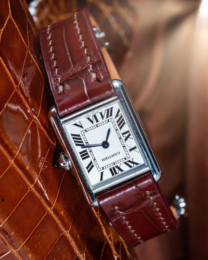 Handmade Handstitched Watch Strap In Chocolate Brown Crocodile Leather For Client s Cartier Tank Solo Watch Luxury Watches on Carousell