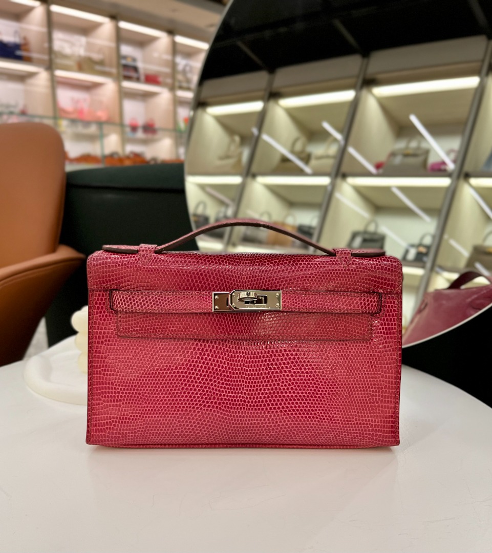 Hermès Kelly Pochette Lizard Ficelle PHW - Kaialux