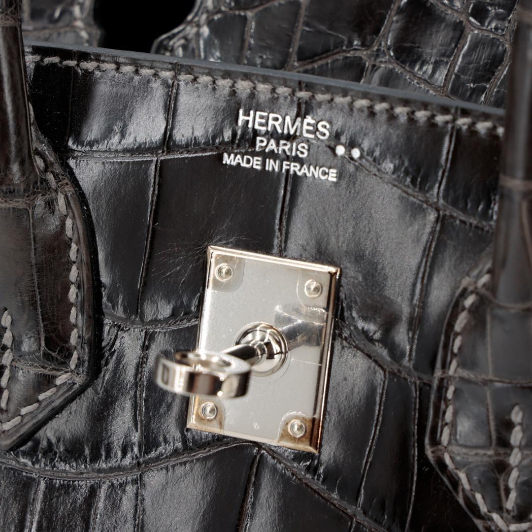 Hermes Birkin 25 Bag ck95 Braise Shiny Nile Croc GHW