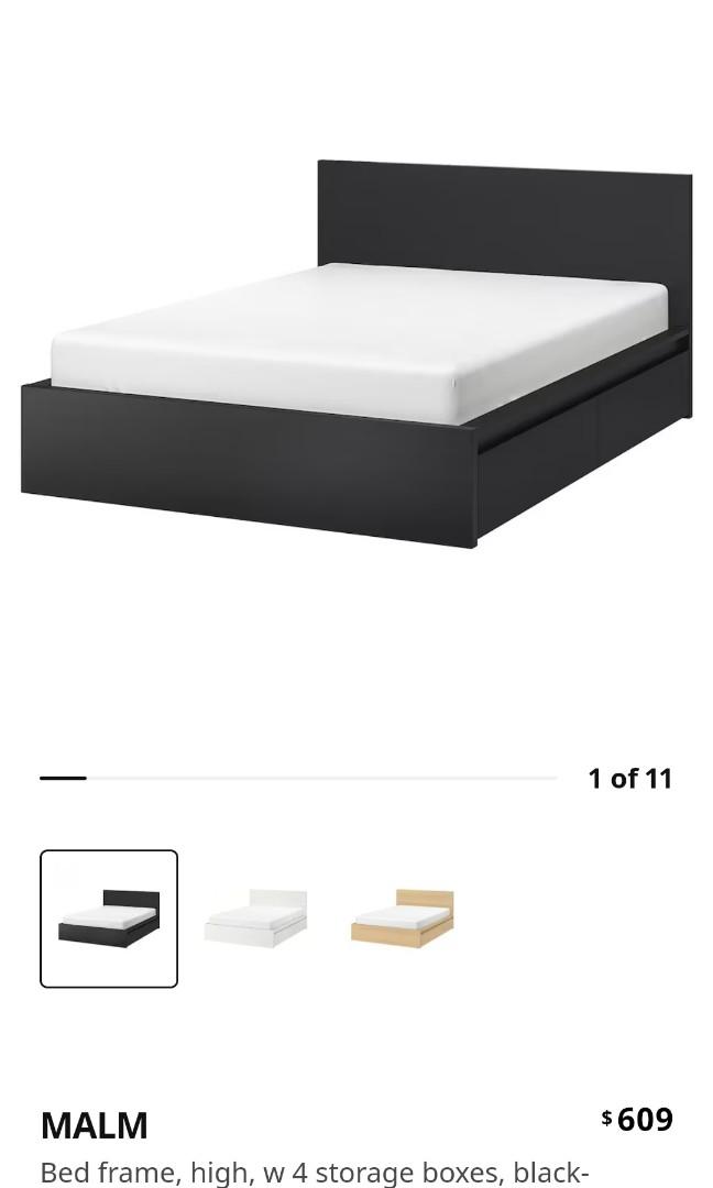IKEA Malm bed with storage and mattress, Furniture & Home Living