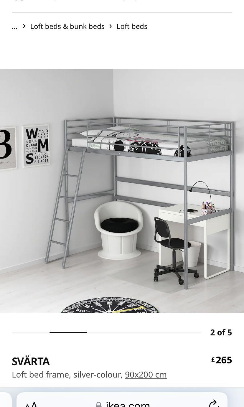 Ikea SVARTA loft bed, Furniture & Home Living, Furniture, Bed Frames