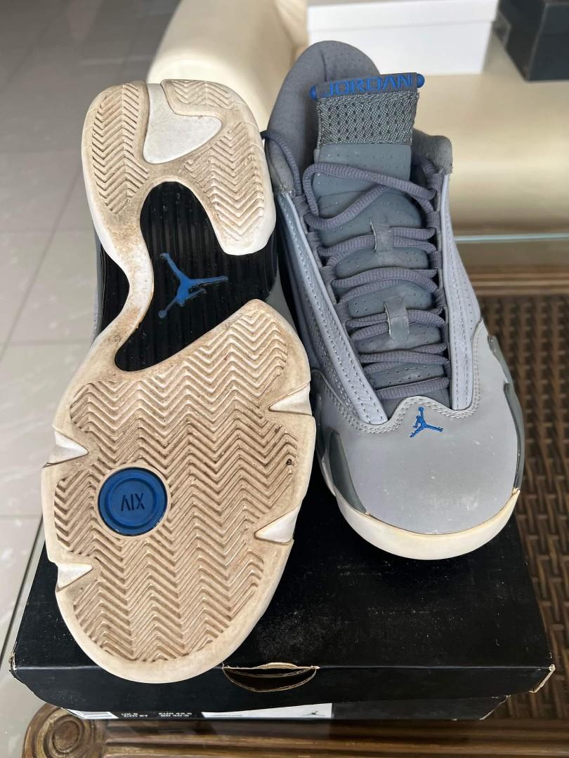 Jordan 14 retro wolf grey blue Men s Fashion Footwear Sneakers on Carousell