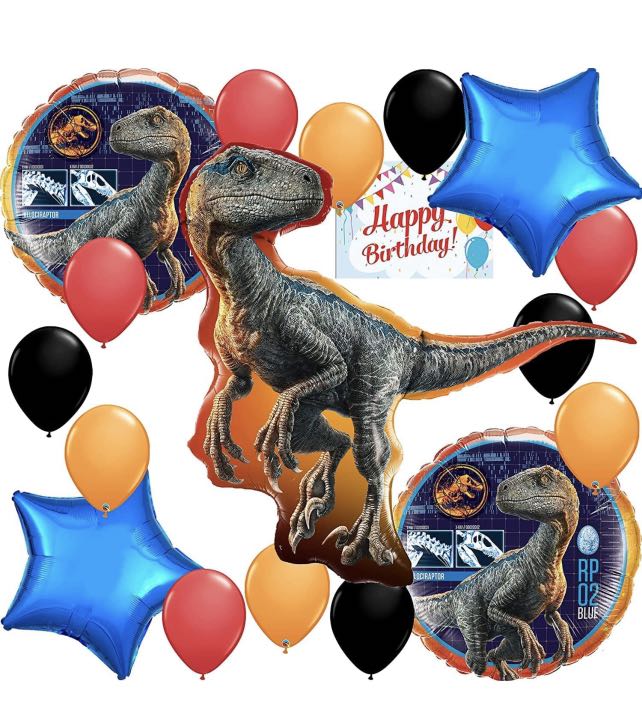 Jurassic Dinosaur Foil Balloon Party Set - Velociraptor, Babies & Kids ...