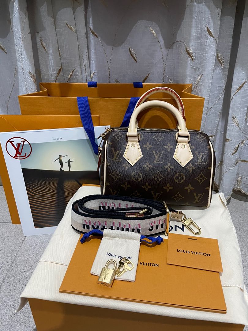 LV Speedy BANDOULIÈRE 20 (Beige strap) Last set , Luxury, Bags & Wallets on  Carousell