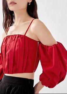 Love Bonito Sonie Padded Cold Shoulder Bustier Top in Red Color