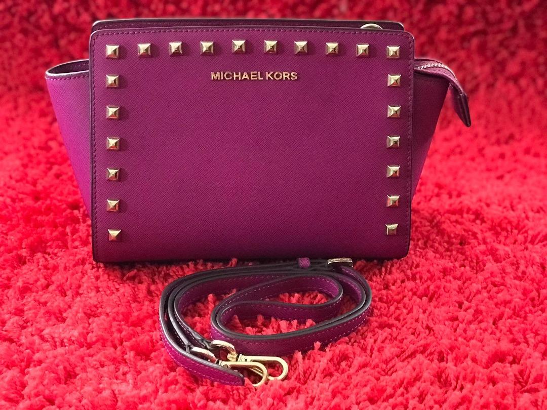 Michael kors selma medium messenger bag crossbody fuchsia pink