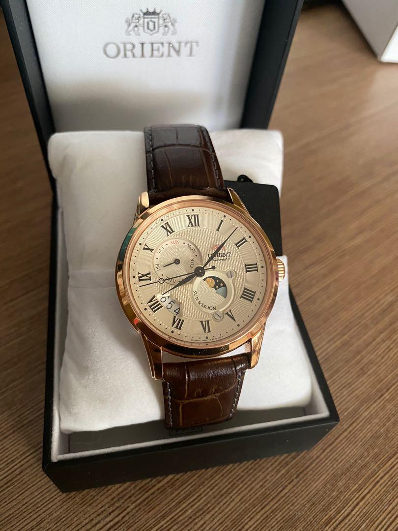 Japan Made Orient Sun Moon V3 Rose Gold w Champagne Dial