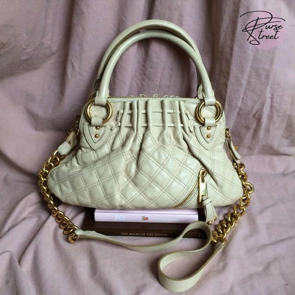 Guaranteed authentic Marc Jacobs Stella two way genuine lambskin leather riri  zipper rare find cream/beige off white bag, Luxury, Bags & Wallets on  Carousell