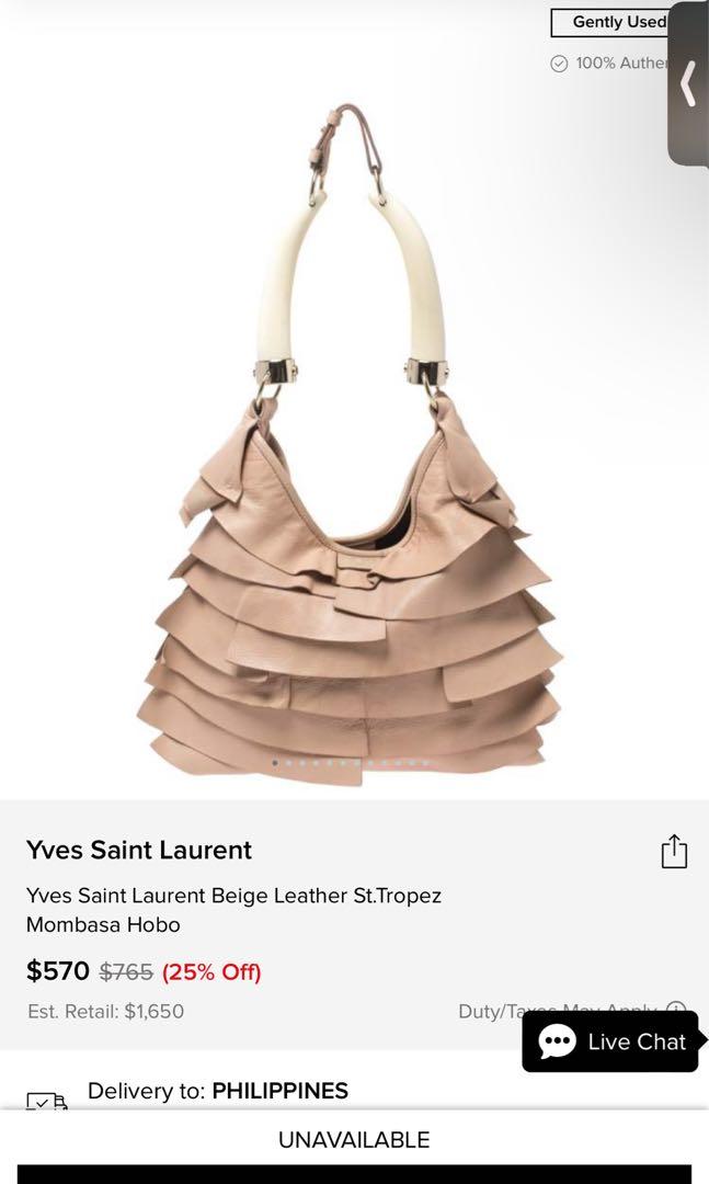 Saint Laurent YSL Ivory Leather Large St. Tropez Hobo Bag 1ysl1223