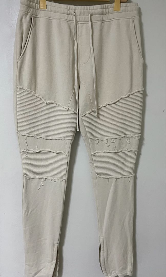 Pacsun cream biker zip pants