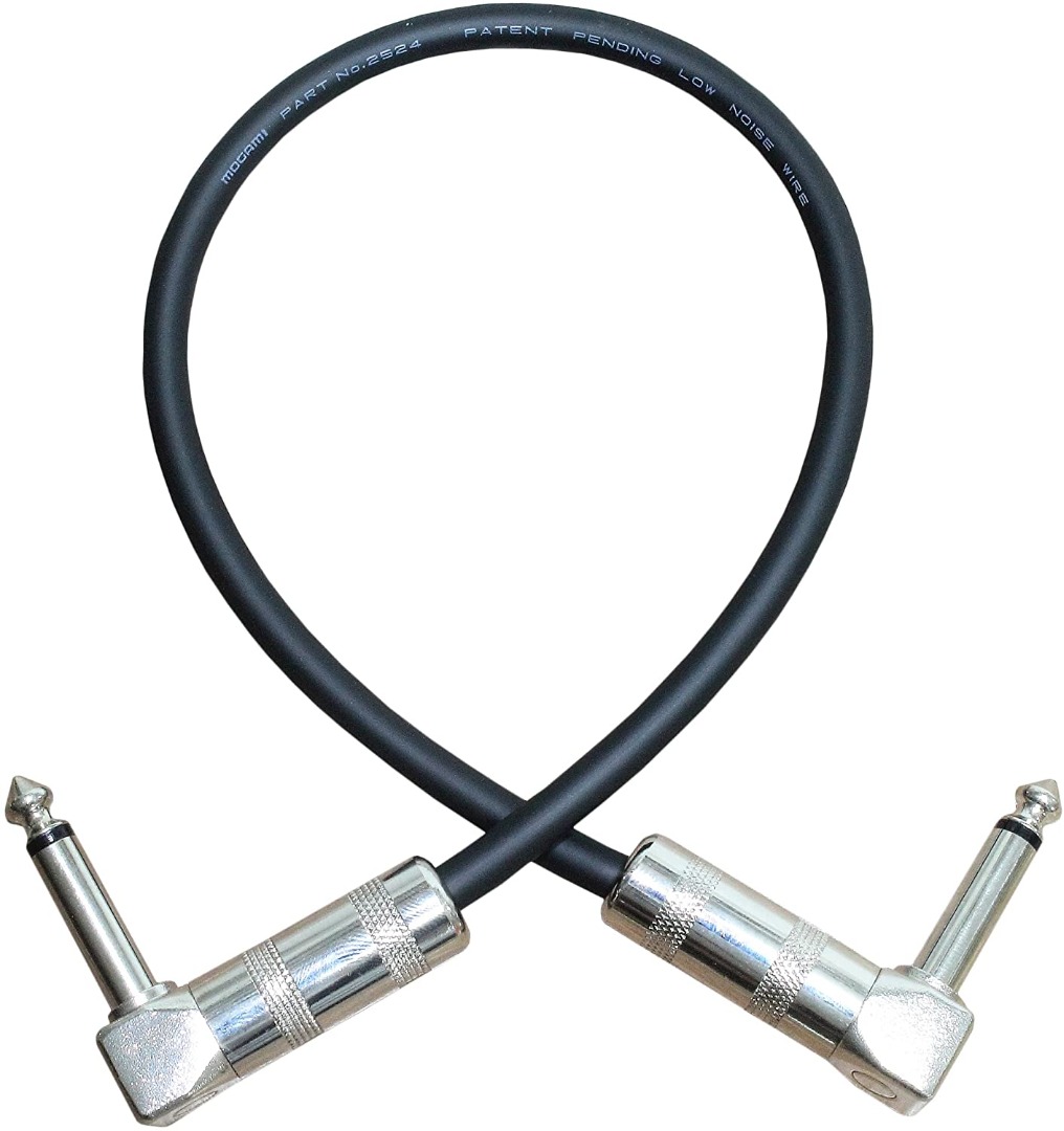 Patch Effects 18 Inch 6.35mm R/A Pancake Type Connectors Pedal Instrument Cable Custom Made by WORLDS BEST CABLES – Made Using Mogami 2524 Wire and Eminence Gold Plated ¼ inch 