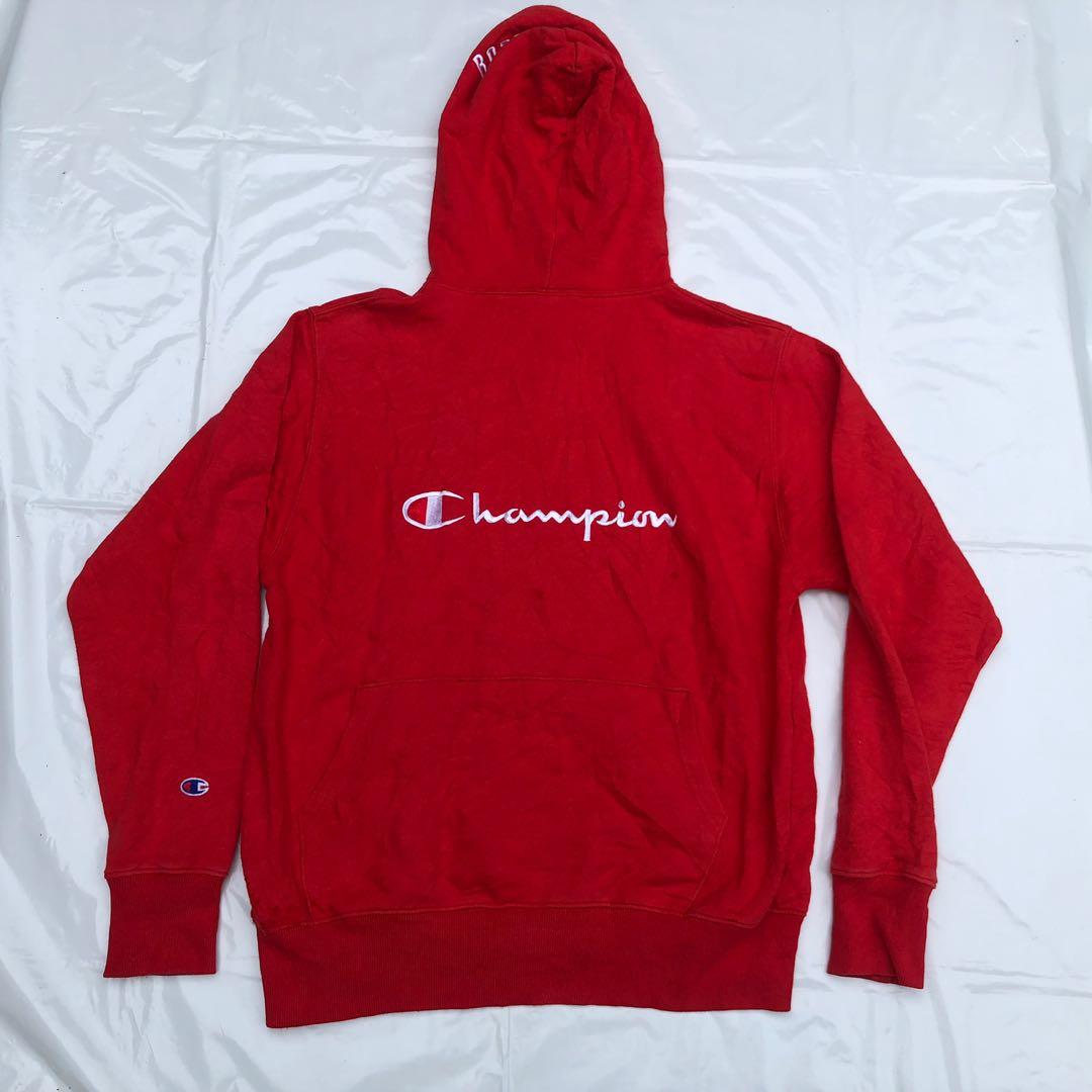 PO CHAMPION RODEO CROWNS SPELL OUT LOGO REVERSE POCKET RED HOODIE JACKET LARGE WOMENS STREET WEAR