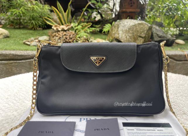 Prada nylon crossbody with store chain