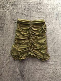 Prettt little thing khaki scrunch skirt